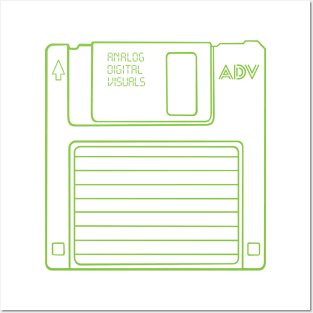 Floppy Disk (Yellow-Green Lines) Analog/ Computer Posters and Art